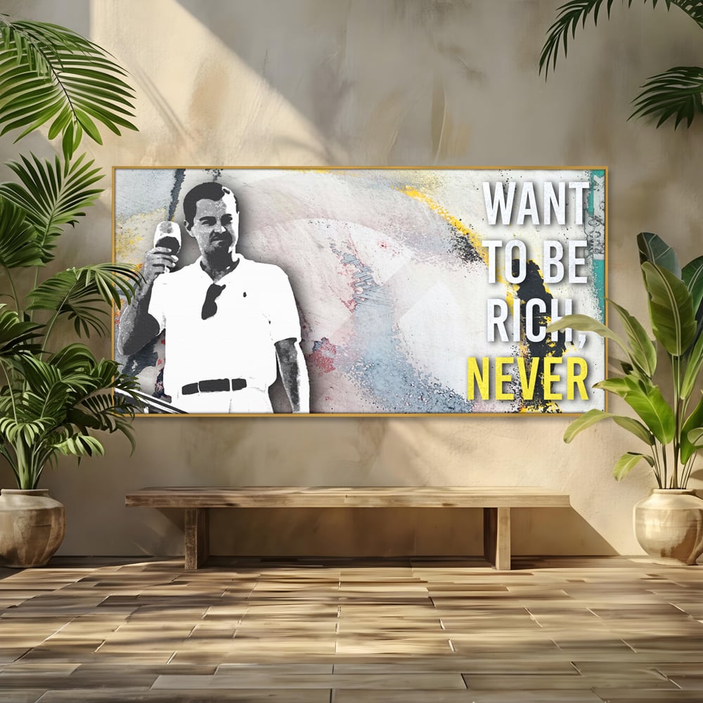 Tablou canvas cu tablou canvas cu leonardo dicaprio, in rama de aluminiu auriu